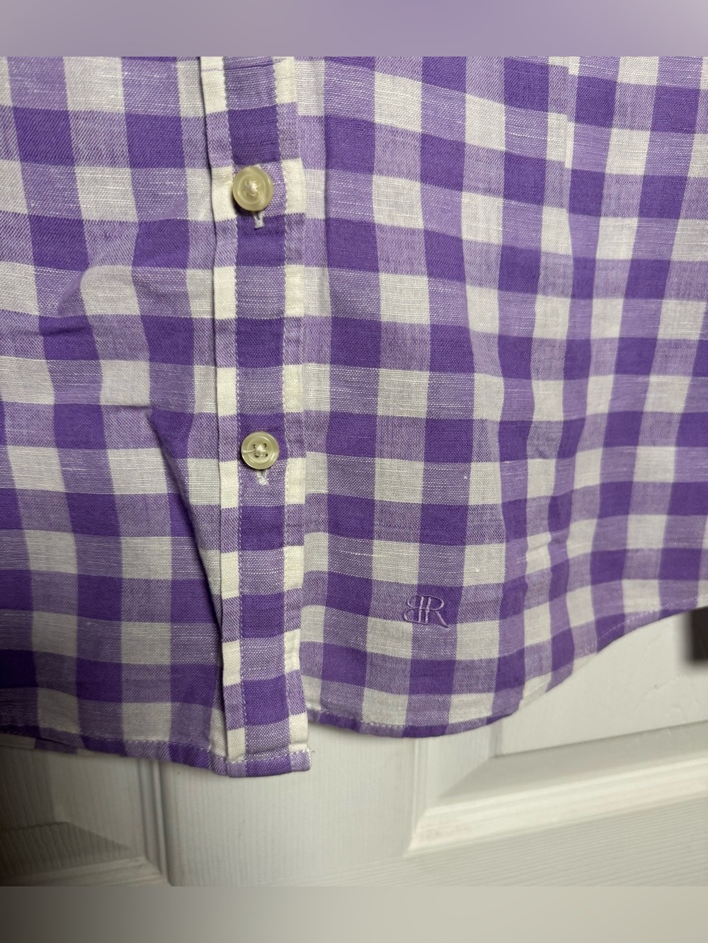 Banana Republic Soft-Wash Linen Cotton Gingham Button-Down Shirt Women’s Small - Picture 7 of 12